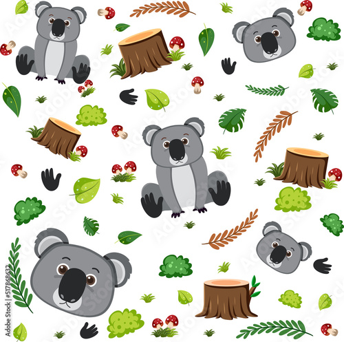 Koala cute animal seamless pattern photo