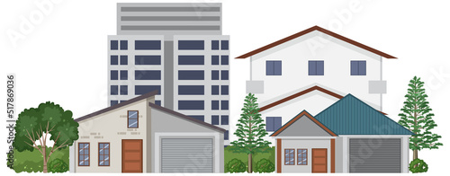 Front of urban houses isolateed