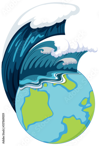 Oceam wave on earth planet isolated