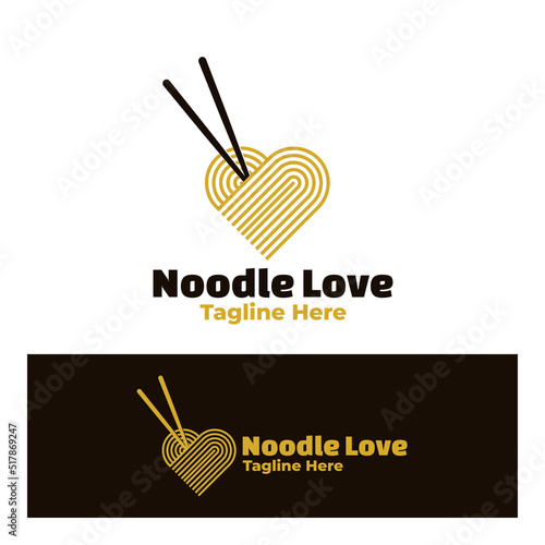 Logo noodle love art illustration