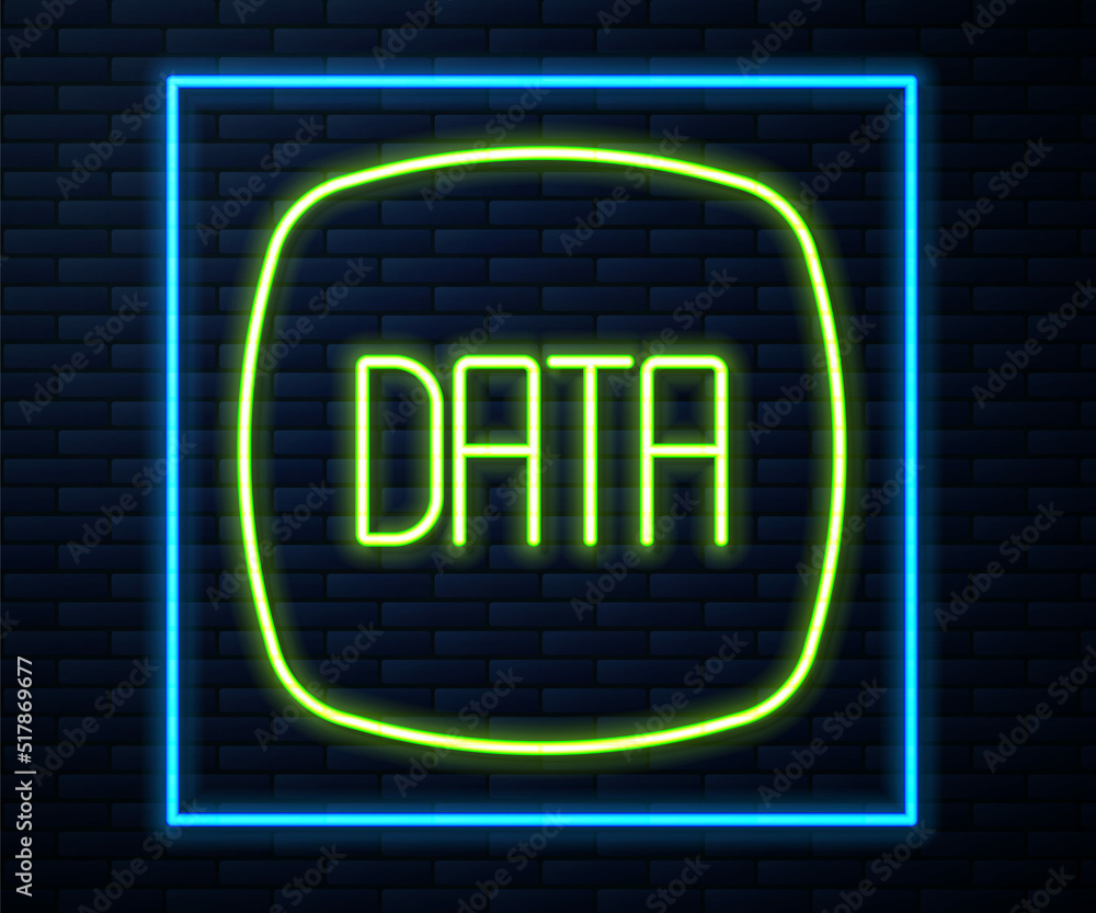 Glowing neon line Data analysis icon isolated on brick wall background. Business data analysis process, statistics. Charts and diagrams. Vector Glowing neon line Data analysis icon isolated on brick wall background. Business data analysis process, statistics. Charts and diagrams. Vector