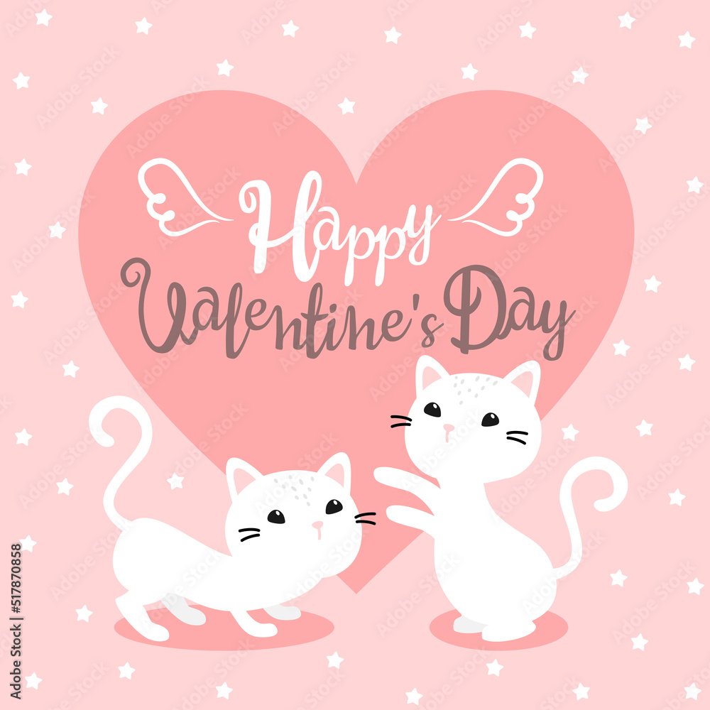 Cute cat lover on valentine's day background. Cute cat lover on valentine's day background.
