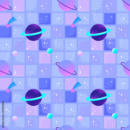 Seamless pattern pastel galaxy to the future.