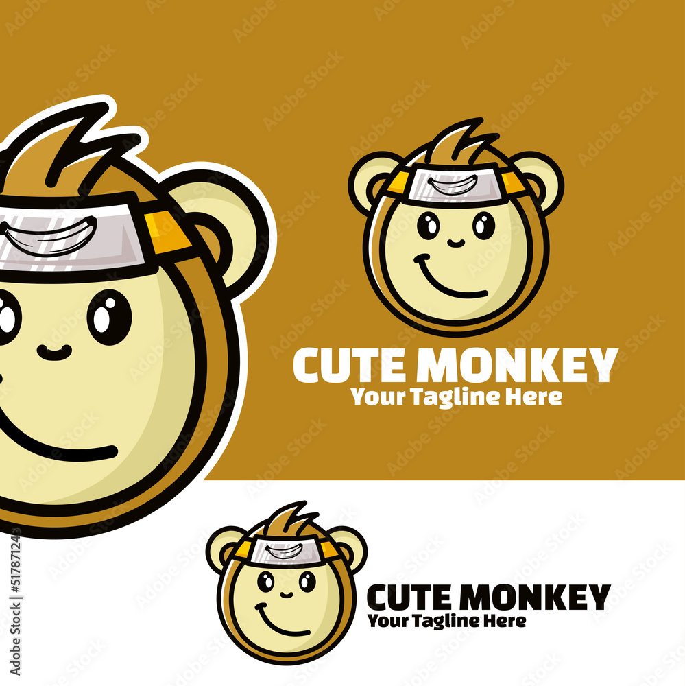 cute logo monkey banana art illustration cute logo monkey banana art illustration