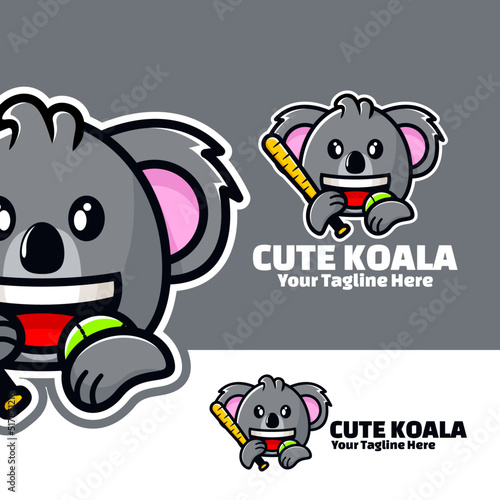 Photography cute logo koala baseball art illustration