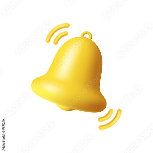 New chat, message in mailbox or subscription notice sign, isolated yellow ringing notification bell. Vector illustration of media subscribe symbol, notice about incoming or sent mail