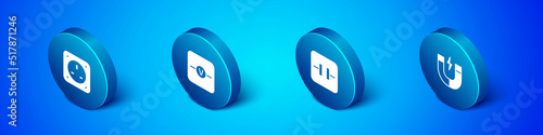 Set Isometric Electrical outlet, Electrolytic capacitor, Magnet and Voltmeter icon. Vector
