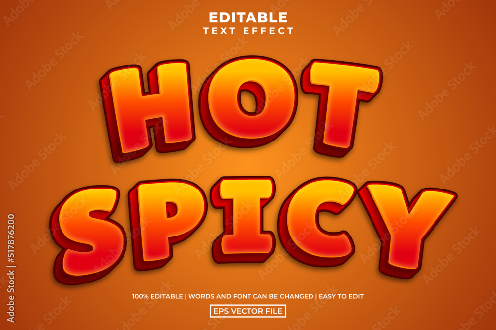 Hot spicy food 3d text style, editable text effect Hot spicy food 3d text style, editable text effect