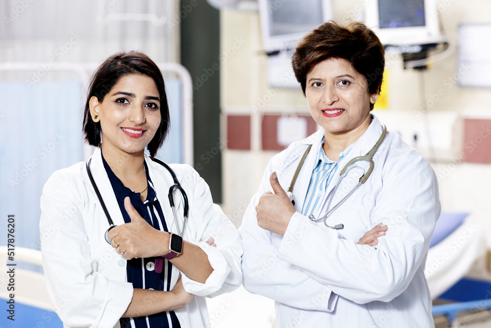 Portrait of two female doctor in hospital Portrait of two female doctor in hospital