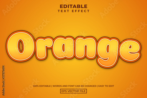 Modern orange fruit text style, editable text effect template vector illustration