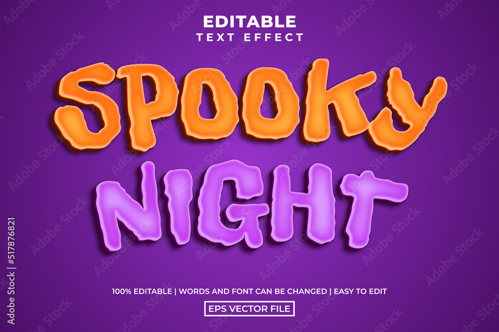 Halloween slime spooky night text style, editable text effect template vector illustration