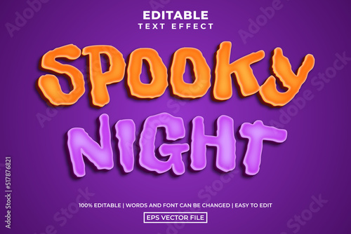 Halloween slime spooky night text style  editable text effect template vector illustration