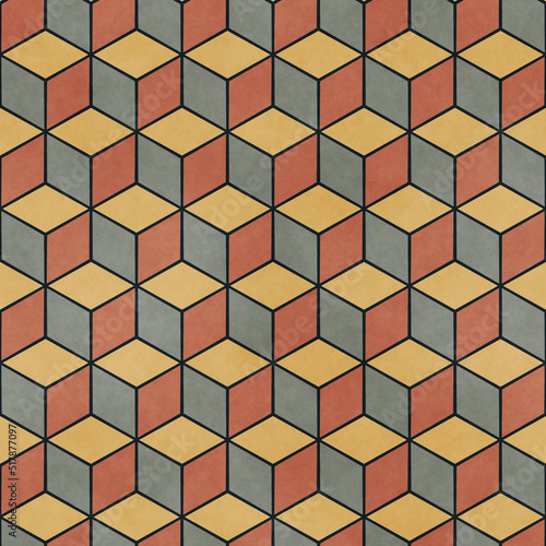simple color cube seamless tile pattern