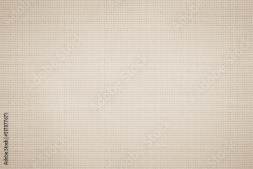 Cream fabric jute hessian sackcloth canvas woven gauze texture pattern in light brown color blank. Natural linen and cotton cloth texture as clean background empty for decoration.