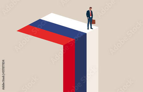 Russian economy collapse. Symbol of crisis, recession, downfall and stock market crash. Vector illustration concept.
