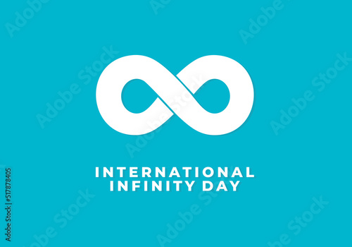 International infinity day banner poster on august 8 with white infinity symbol on blue background.