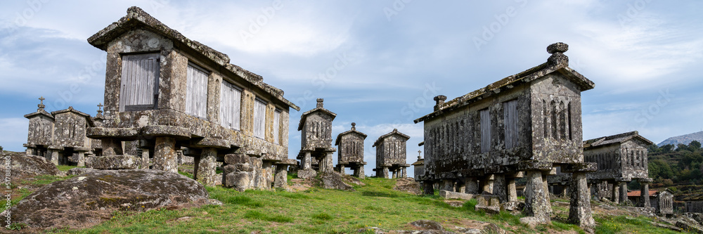 View of the granaries (espigueiros) in the historic village of Lindoso, Portugal. View of the granaries (espigueiros) in the historic village of Lindoso, Portugal.