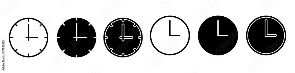 Wall Clock icon vector set. Time illustration sign collection. Watch symbol or logo. Wall Clock icon vector set. Time illustration sign collection. Watch symbol or logo.