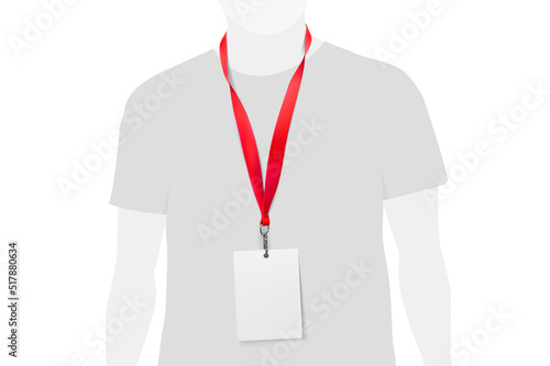 Id card and lanyard mockup. Vector illustration isolated on white background. Ready mockup to use for for presentations, conferences and other business situations. EPS10.	