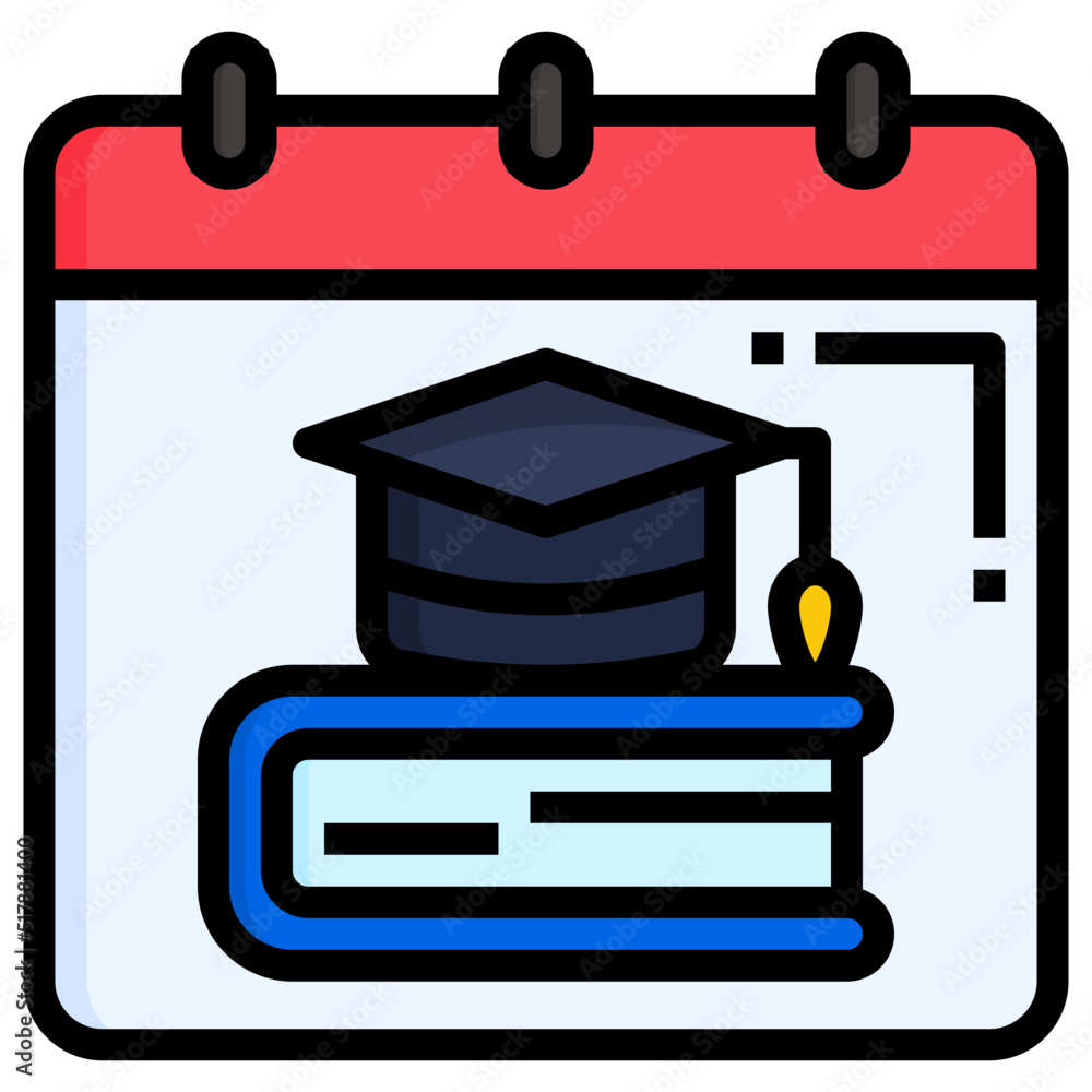Calendar Back To School filled line color icon. Can be used for digital product, presentation, print design and more. Calendar Back To School filled line color icon. Can be used for digital product, presentation, print design and more.