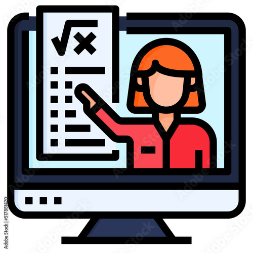 Online Course filled line color icon. Can be used for digital product, presentation, print design and more.