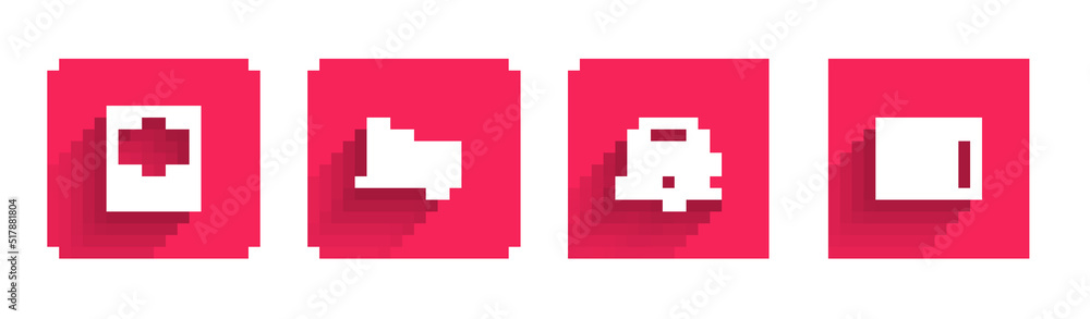 Set line Server, Financial growth decrease, Data analysis and with long shadow. Red square button. Vector Set line Server, Financial growth decrease, Data analysis and with long shadow. Red square button. Vector