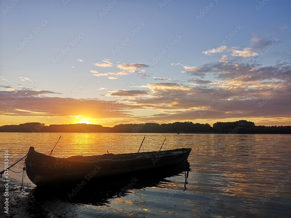 boat at sunset Danube