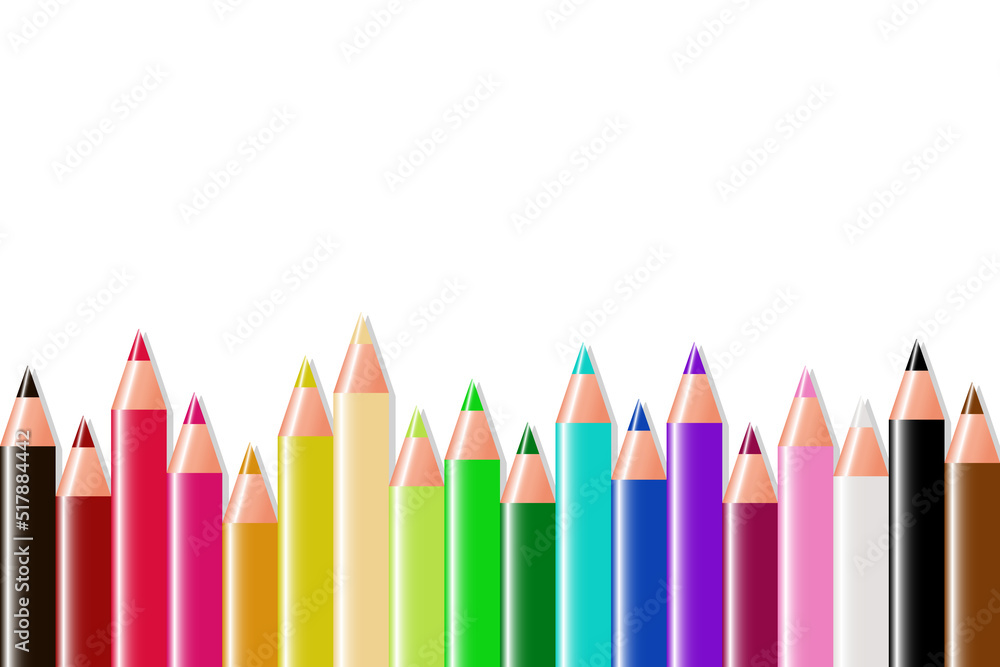 Crayons - a set of colored pencils. Back to school. For school education. Realistic set of pencils for drawing. Vector illustration. Crayons - a set of colored pencils. Back to school. For school education. Realistic set of pencils for drawing. Vector illustration.