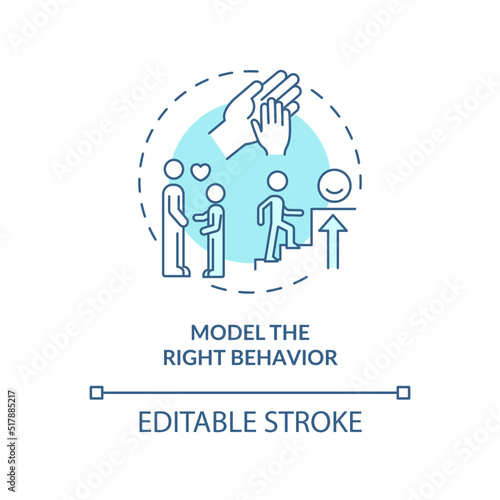 Model right behavior turquoise concept icon. Foster emotional regulation in children abstract idea thin line illustration. Isolated outline drawing. Editable stroke. Arial, Myriad Pro-Bold fonts used