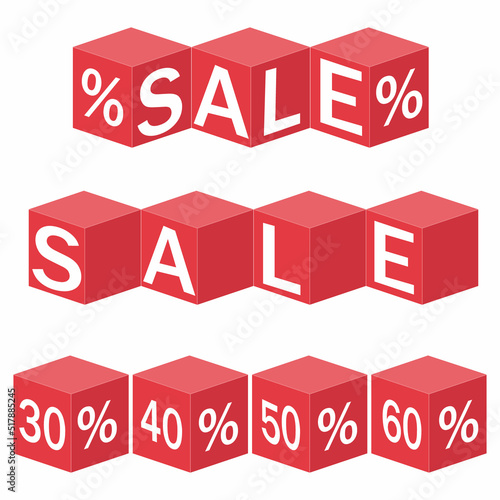 A set of vector discount cubes on a white background, color vector illustration