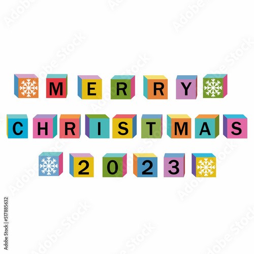 Figure 2023 of colored cubes, Christmas holiday, color vector isolated illustration