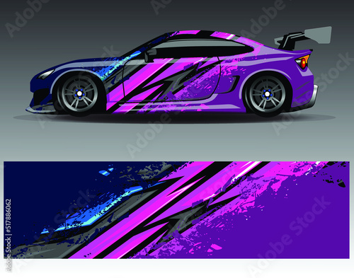 Car wrap design vector, truck and cargo van decal. Graphic abstract stripe racing background designs for vehicle, rally, race, adventure and car racing livery.
