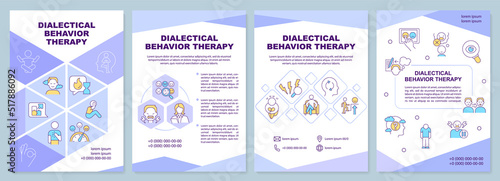 Dialectical behavior therapy brochure template. Leaflet design with linear icons. Editable 4 vector layouts for presentation, annual reports. Arial-Black, Myriad Pro-Regular fonts used
