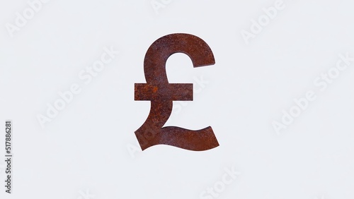 Pound or Sterling Rustic Sign ( 3D Rendering | 3D Illustration )