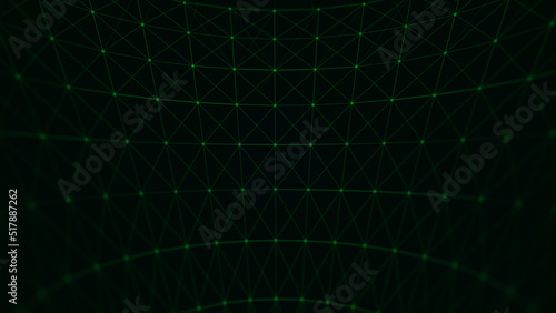 Sci-fi abstract grid with particles and lines. Concept network connection. Frame geometric figure. Abstract technology background. 3d rendering.