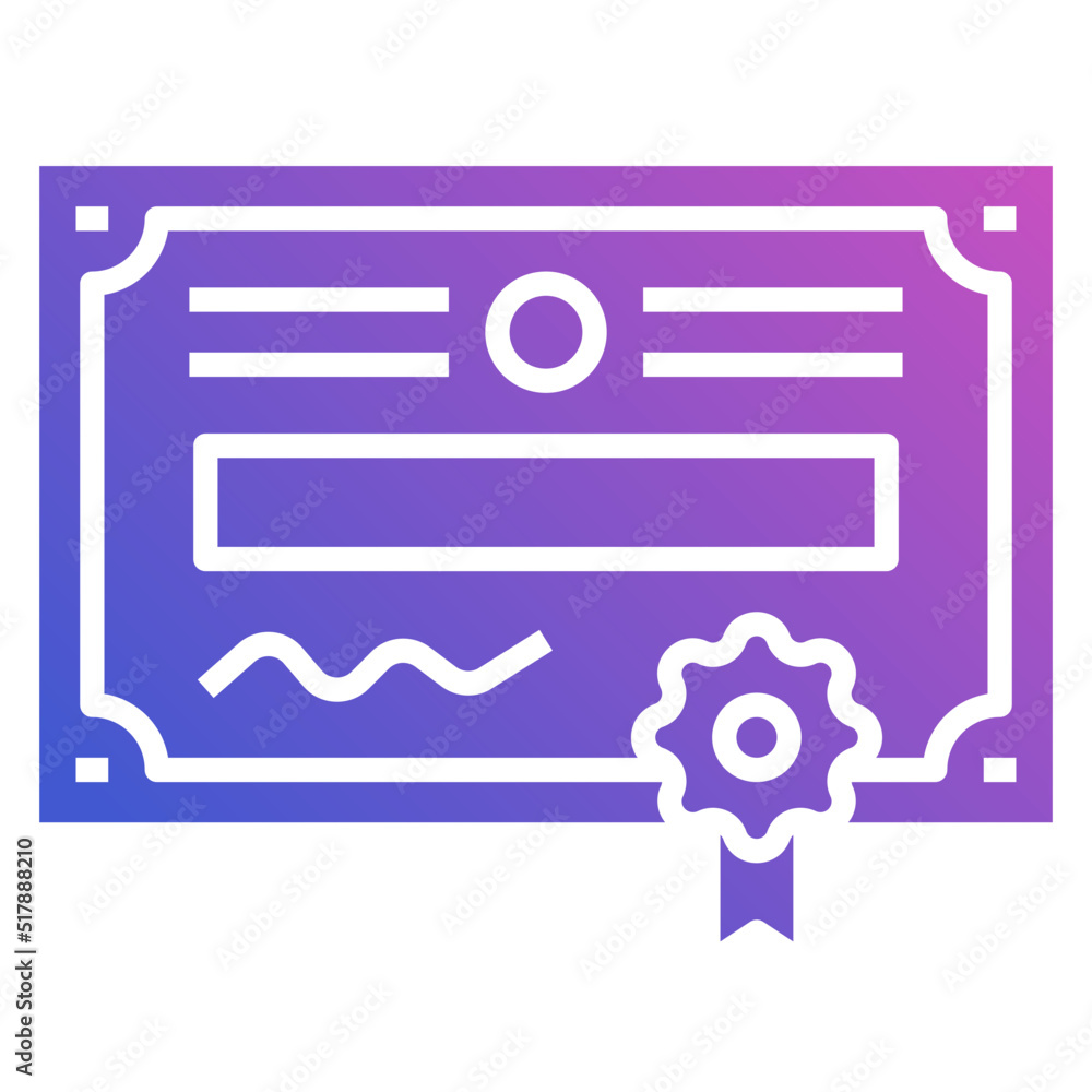 Certificate flat gradient icon. Can be used for digital product, presentation, print design and more. Certificate flat gradient icon. Can be used for digital product, presentation, print design and more.