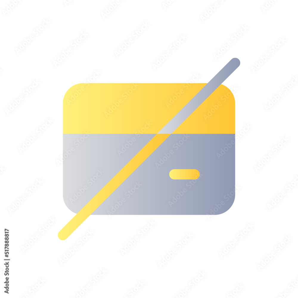 Declined payment flat gradient color ui icon. Incomplete financial operation. Expired credit card. Simple filled pictogram. GUI, UX design for mobile application. Vector isolated RGB illustration Declined payment flat gradient color ui icon. Incomplete financial operation. Expired credit card. Simple filled pictogram. GUI, UX design for mobile application. Vector isolated RGB illustration