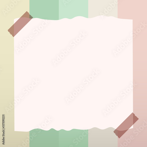 cute aesthetic empty torn paper note frame with beige pastel color background