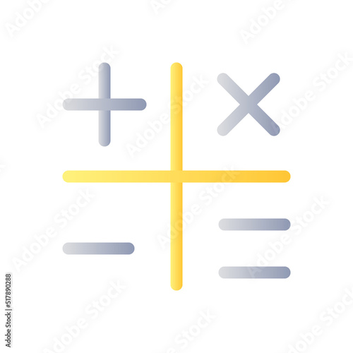 Calculation flat gradient color ui icon. Four rules of arithmetic. Budgeting and accounting. Simple filled pictogram. GUI, UX design for mobile application. Vector isolated RGB illustration
