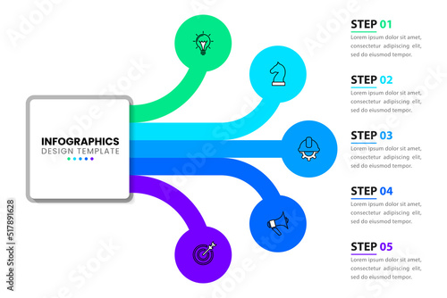 Infographic template. 5 connected circles to the title
