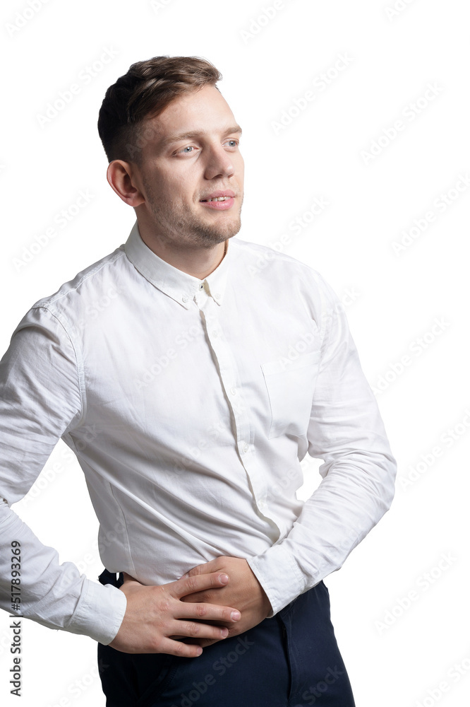 Portrait of young man posing on white background Portrait of young man posing on white background