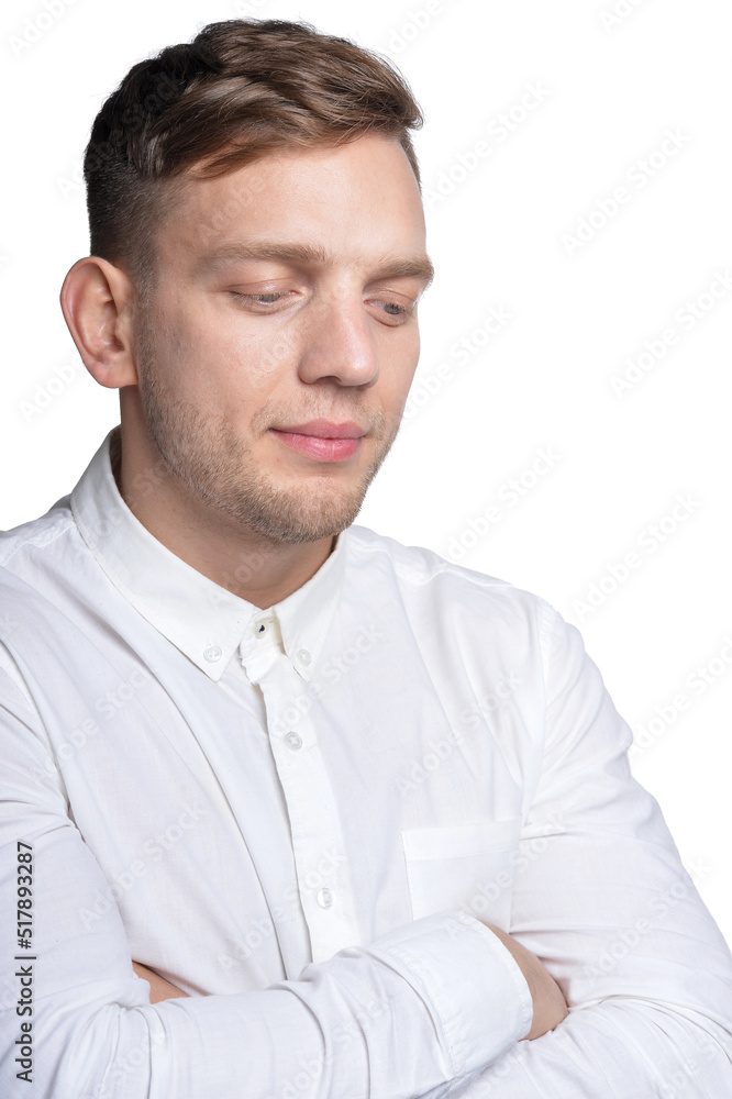 Portrait of young man posing on white background Portrait of young man posing on white background