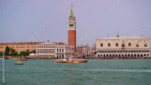 Ferry Crossing The Lido di Venezia In Front Of Saint Mark's Square In Venice, Italy - wide photo