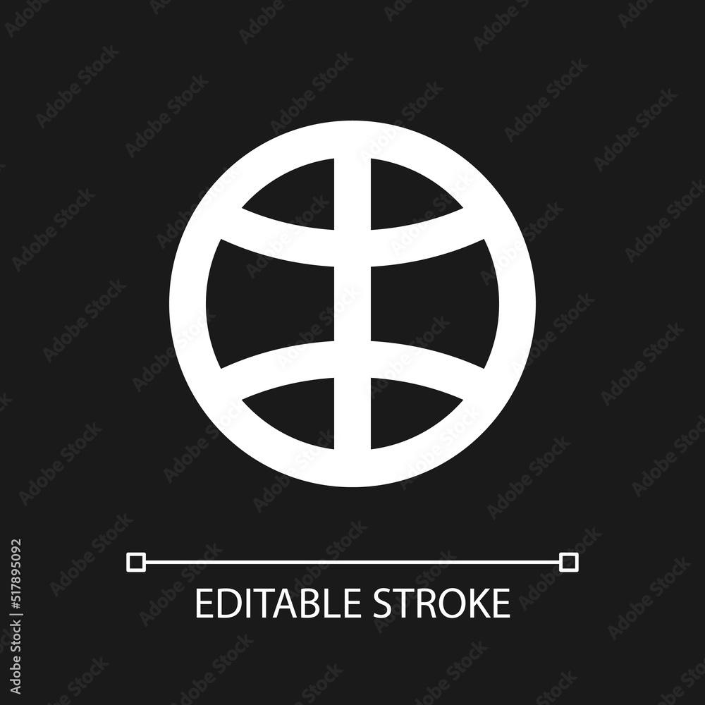 Global network pixel perfect white linear ui icon for dark theme. International connection. Vector line pictogram. Isolated user interface symbol for night mode. Editable stroke. Arial font used