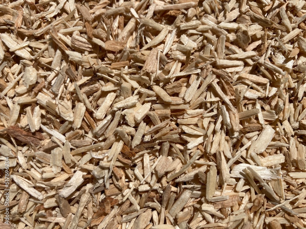 a pile of many wood chips