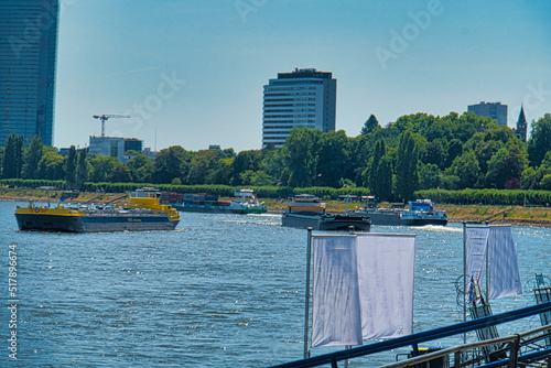 Binnenschiffe auf dem Rhein bei Bonn photo