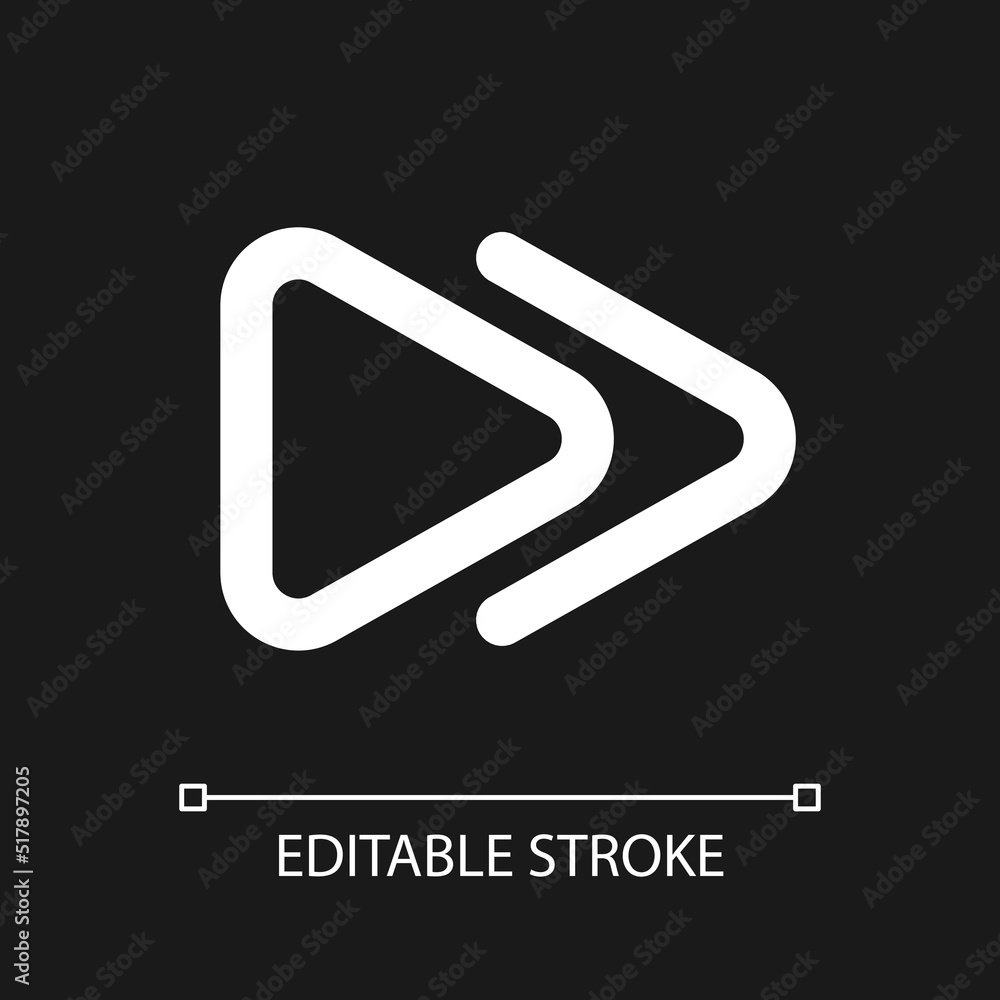 Fast forward button pixel perfect white linear ui icon for dark theme ...