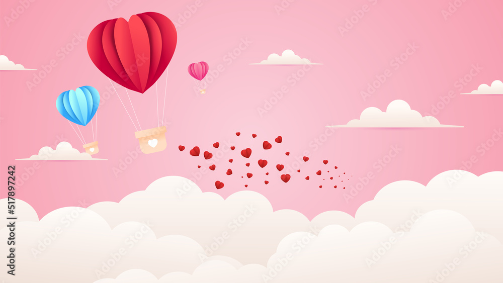 Valentines day background with 3D shiny love.