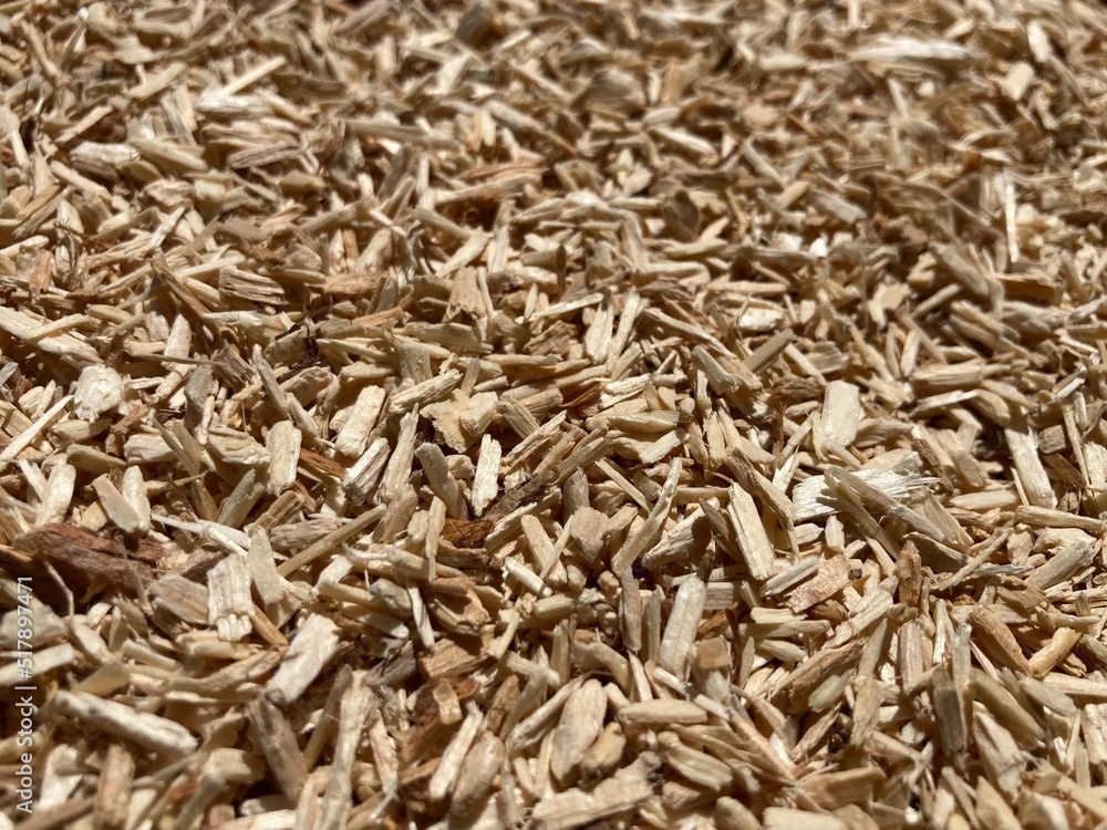 a pile of many wood chips