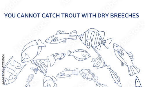 Ocean banner. Fish label design template. Fish logo design for fish merchant or seafood restaurant. Vector illustration.